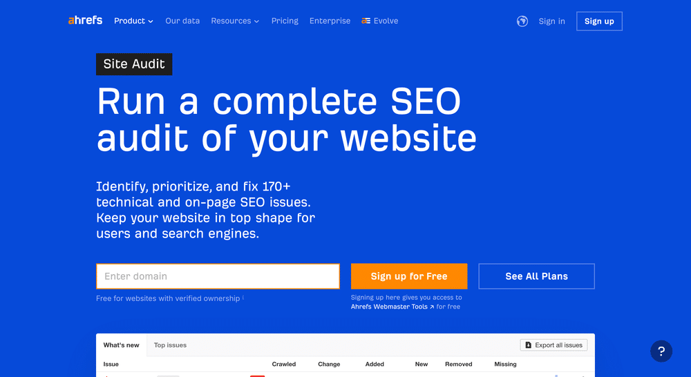 Ahrefs Site Audit