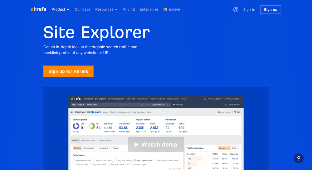 Ahrefs Site Explorer