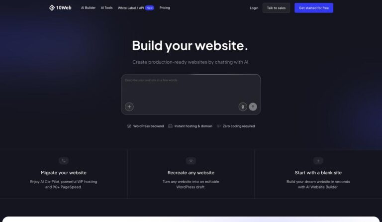 10Web AI WordPress Platform: Hosting
