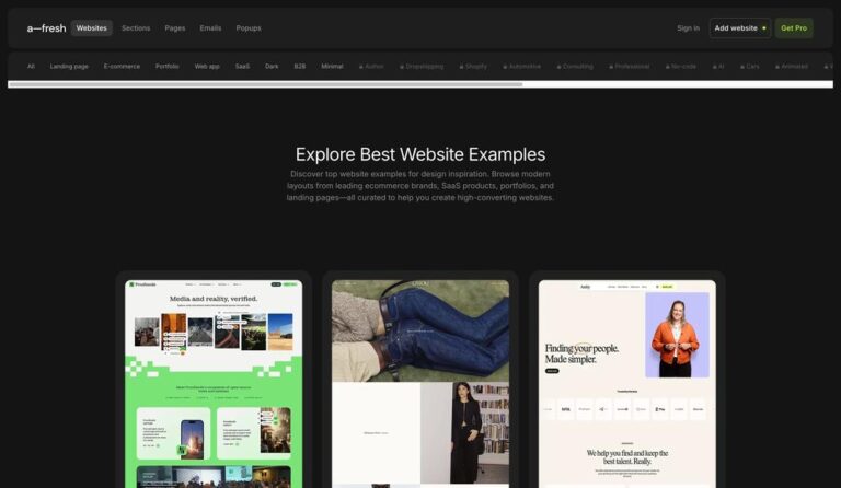 A-Fresh Website: Modern